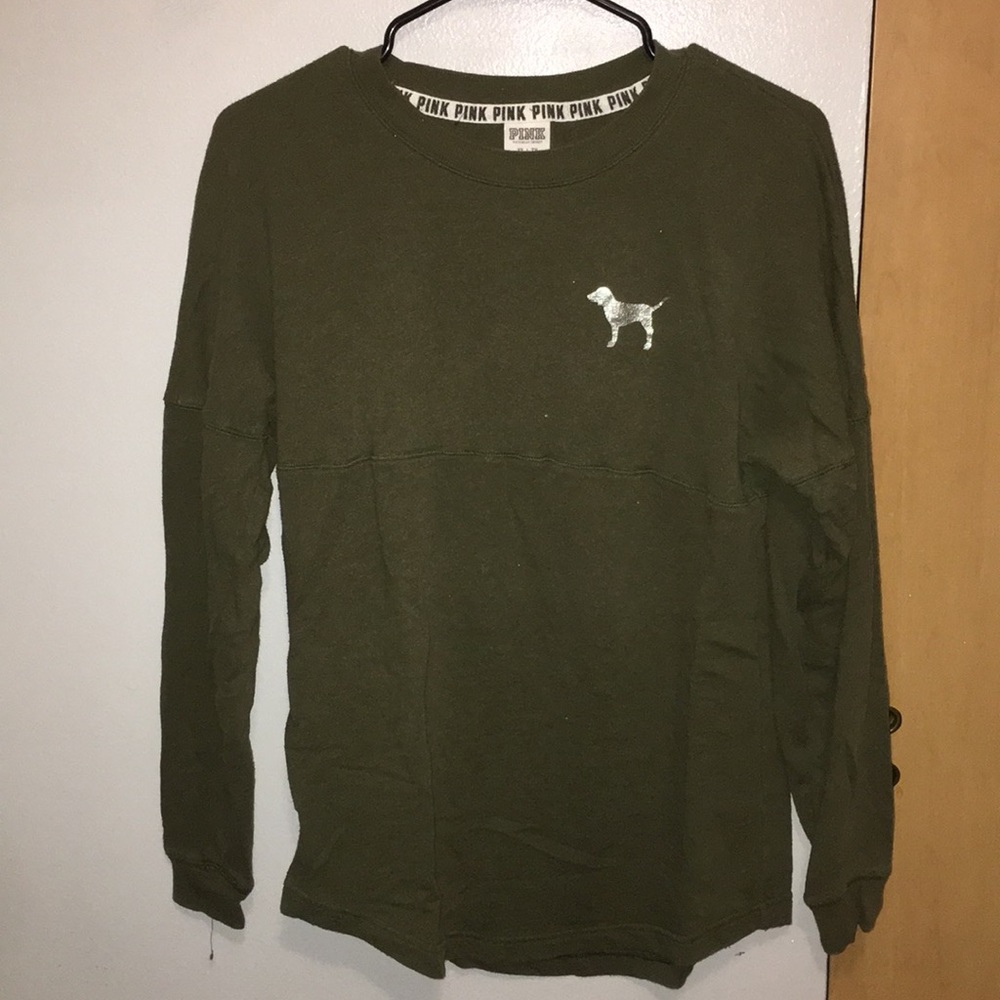 Victoria secret pink oversized green pullover. XS